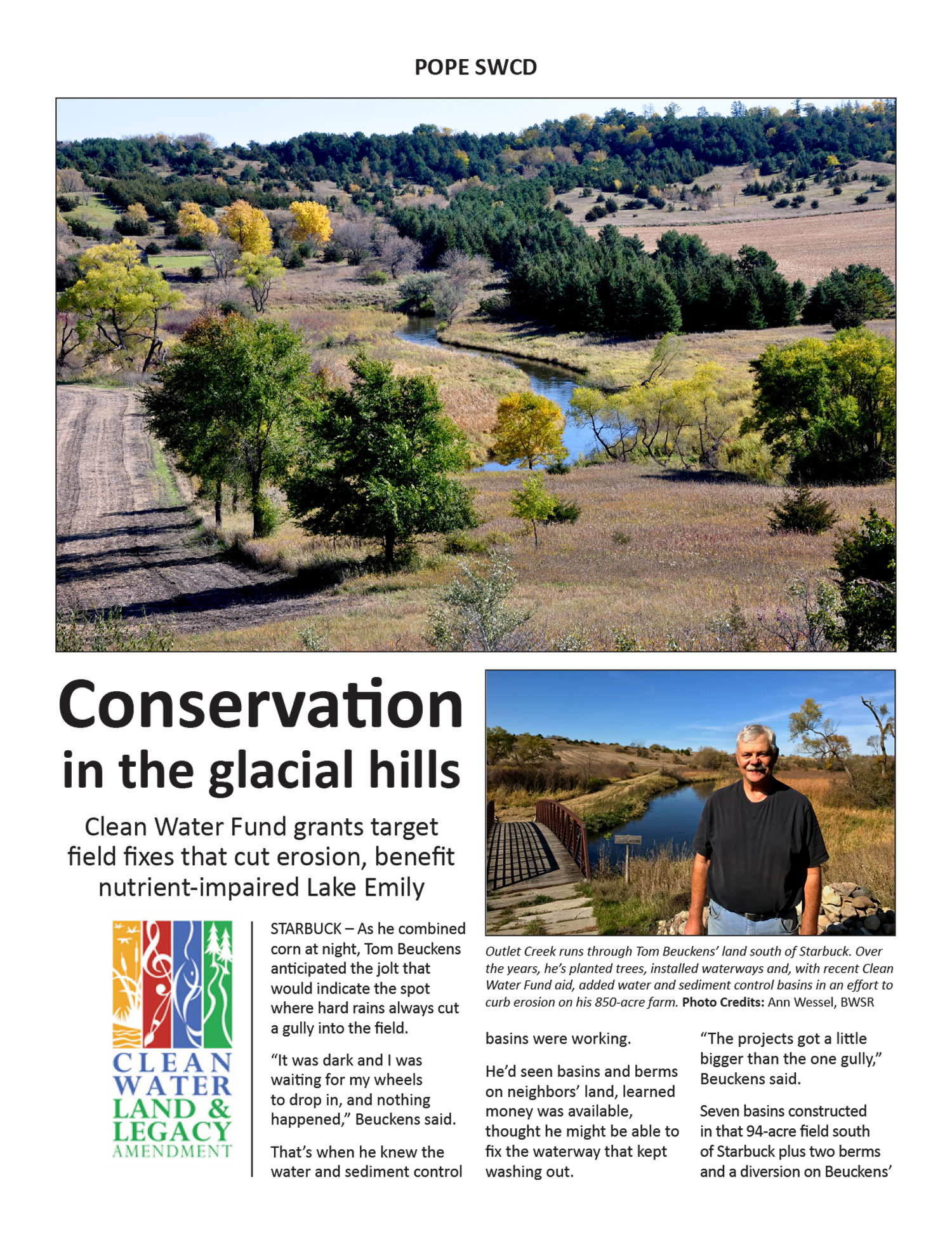 CLEAN WATER FUND PROJECT, HANCOCK AREA LAKE